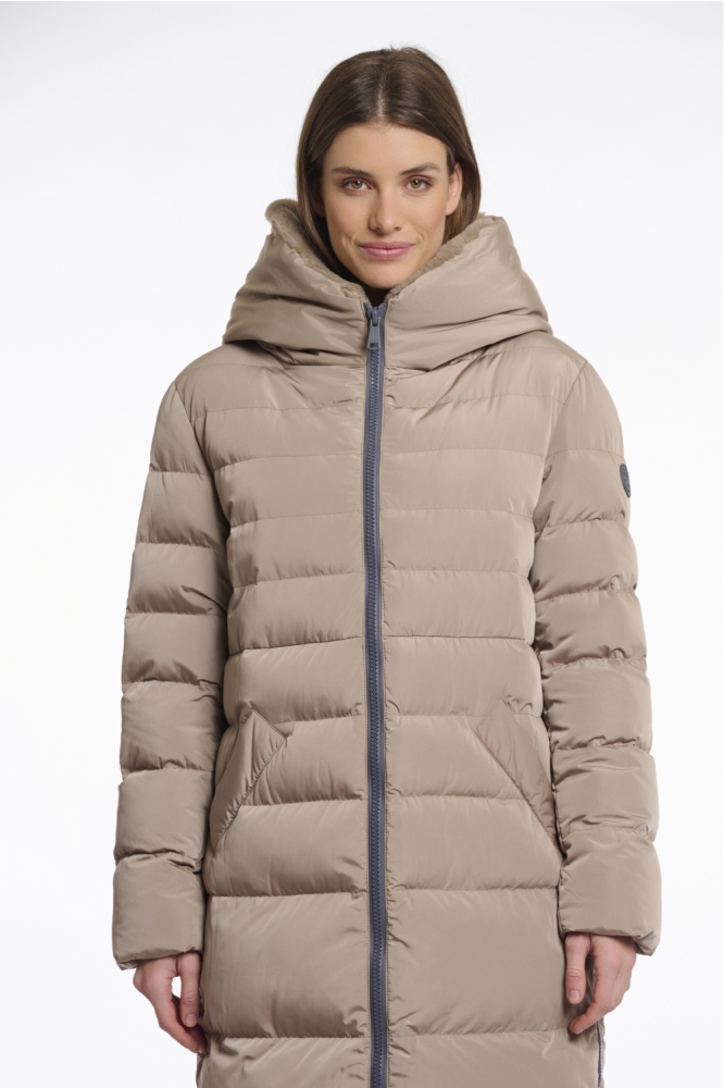 LONG PADDED HOODED COAT KEILAFUR 7002511 10868 toffee